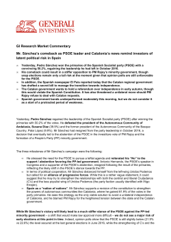 GI Research Market Commentary Mr. S&aacute;nchez`s comeback as PSOE