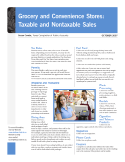 Grocery and Convenience Stores: Taxable and Nontaxable