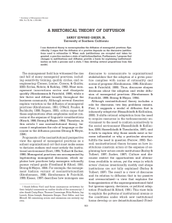 A RHETORICAL THEORY OF DIFFUSION