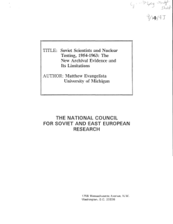 Soviet Scientists and Nuclear Testing, 1954-1963