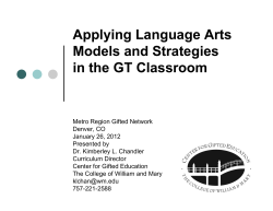 Applying Language Arst Models and Strategies in the Gifted