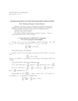 GENERALIZATIONS OF SOME REMARKABLE INEQUALITIES D.M.