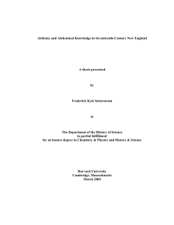 Alchemy and Alchemical Knowledge in Seventeenth