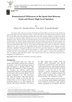 Biomechanical Differences in the Sprint Start Between Faster and