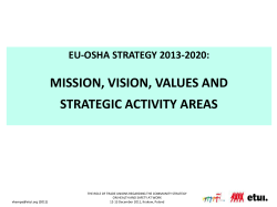 MISSION, VISION, VALUES AND STRATEGIC ACTIVITY AREAS