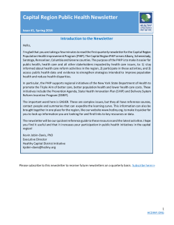 Capital Region Public Health Newsletter