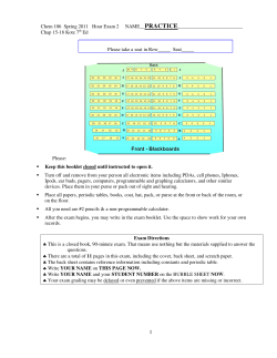 Chem 106 Spring 2011 Hour Exam 2 NAME__