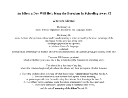 An Idiom a Day Will Help Keep the Boredom In Schooling