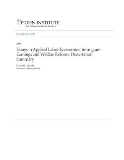 Immigrant Earnings and Welfare Reform