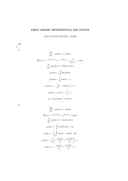 FIRST ORDER DIFFERENTIAL EQUATIONS 2D 1. a) dy dx