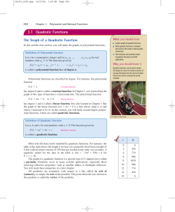 3.1 Quadratic Functions