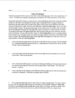 Tides Worksheet