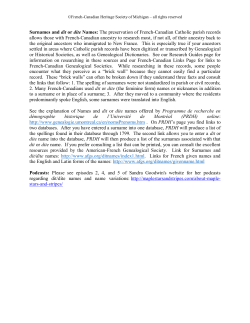 Surnames and dit or dite Names - French