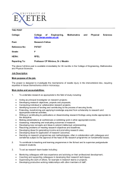 ACADEMIC LECTURESHIP: Template for Further Particulars