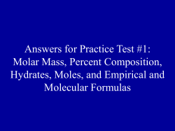 Answers for Practice Test #1: Molar Mass, Percent Composition