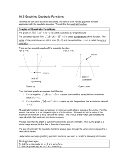 10.5 Graphing Quadratic Functions
