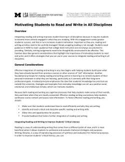 Motivating Students to Read and Write in All Disciplines