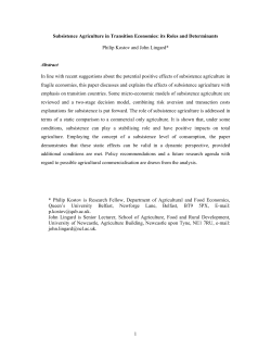 1 Subsistence Agriculture in Transition Economies: its Roles and