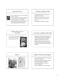 Open Door Policy 100 Days of Reform 1898 The Boxer Rebellion