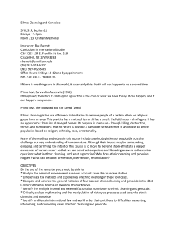 Ethnic Cleansing and Genocide SPCL 91P, Section 11 Fridays, 12
