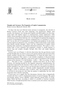 Review of R. Carston (2002), Thoughts and