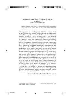 MICHELE CAMEROTA`S NEW BIOGRAPHY OF GALILEO: THREE