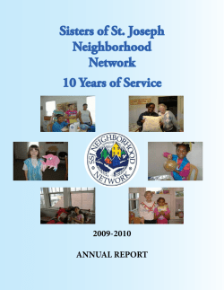 SSJNN Annual Report 2010 - Sisters of St. Joseph Neighborhood