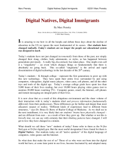 Digital Natives, Digital Immigrants