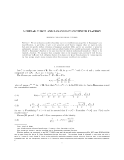 MODULAR CURVES AND RAMANUJAN`S CONTINUED