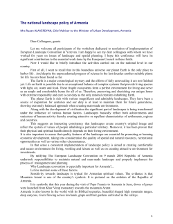 The national landscape policy of Armenia - Coe