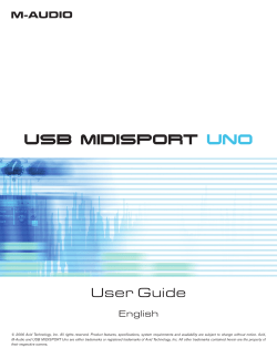 USB MIDISPORT Uno User`s Guide