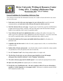 Creating an APA Reference Page
