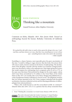 Thinking like a mountain - HAU: Journal of Ethnographic Theory