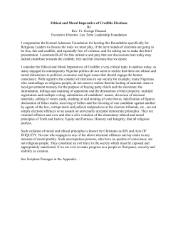 Ethical and Moral Imperative of Credible Elections By Rev. Fr