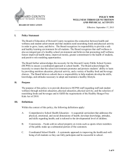 Policy 9090 - Wellness Through Nutrition and Physical Activity
