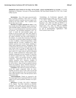 PREBIOTIC REACTIONS IN WATER, &ldquo;ON WATER&rdquo;, AND IN