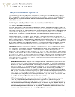 CRL Deposit Policy - Center for Research Libraries