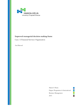 Improved managerial decision making frame