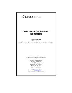 Code of Practice for Small Incinerators - Alberta