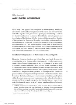 Avant-Gardes in Yugoslavia