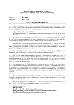 CONSULTING SERVICES – INDIVIDUAL CONSULTANTS