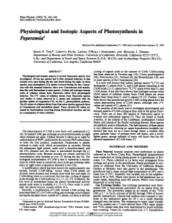 Physiological and Isotopic Aspects of Photosynthesis in