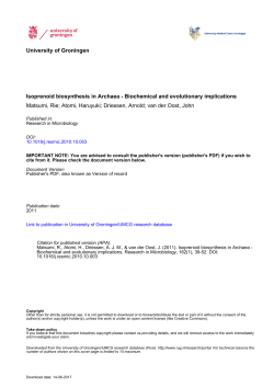 University of Groningen Isoprenoid biosynthesis in Archaea