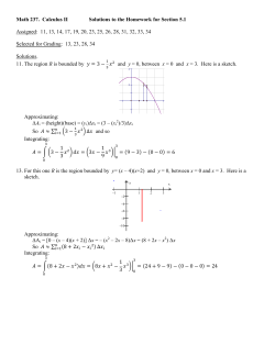 Math 237. Calculus II Solutions to the Homework for Section 5.1