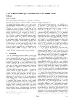 Tidal and near-inertial peak variations around the diurnal critical