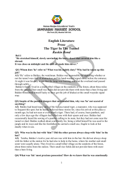 English Literature Prose The Tiger In The Tunnel Ruskin Bond