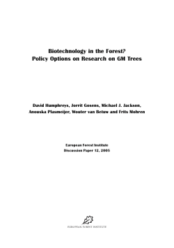 Biotechnology in the Forest? Policy Options on Research on GM Trees
