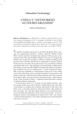 China`s &ldquo;networked authoritarianism&rdquo;