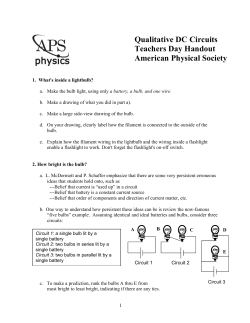 Qualitative DC Circuits Teachers Day Handout American Physical
