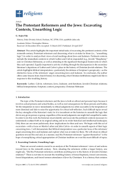 The Protestant Reformers and the Jews: Excavating Contexts